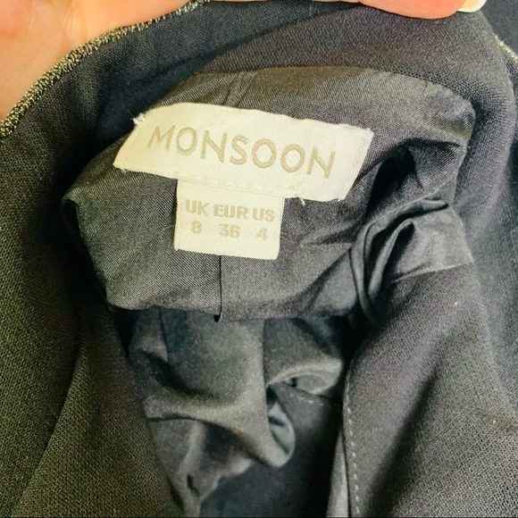 Monsoon sz 4 Black Military Piped Jacket Blazer 3158 - Picture 9 of 11